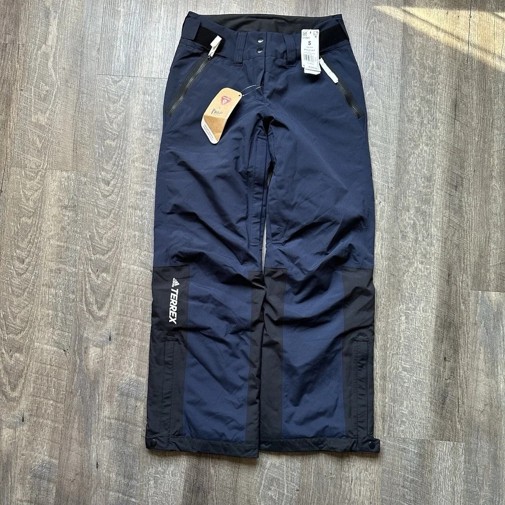 New adidas Men's Small Terrex Resort Two Layer Insulated Snow‎ Pants Blue HC7738